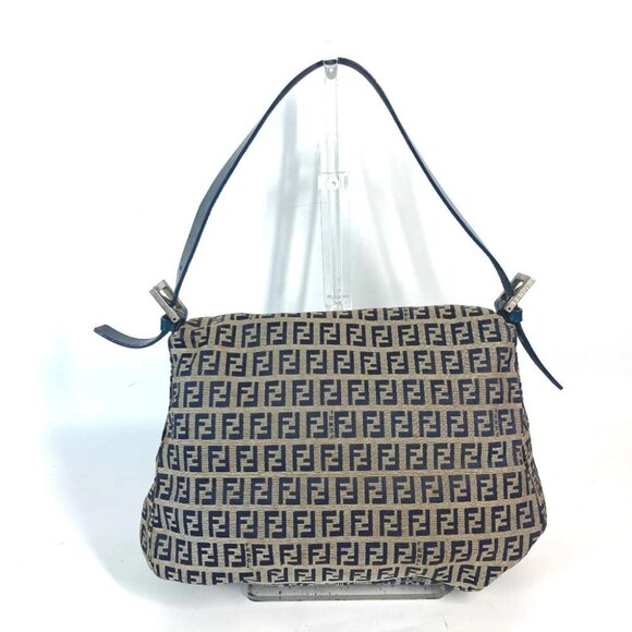 FENDI shoulder bag Mamma Baguette Zucchino Shoulder Bag Canvas/Leather Navy - Picture 3 of 16